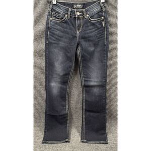 Silver Jeans Women Pant 26x31 Suki High Slim Boot Blue‎ Denim Dark Wash Pockets